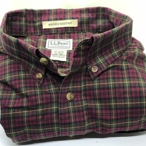 Men's XL Tall Plaid LL Bean Button Up Shirt